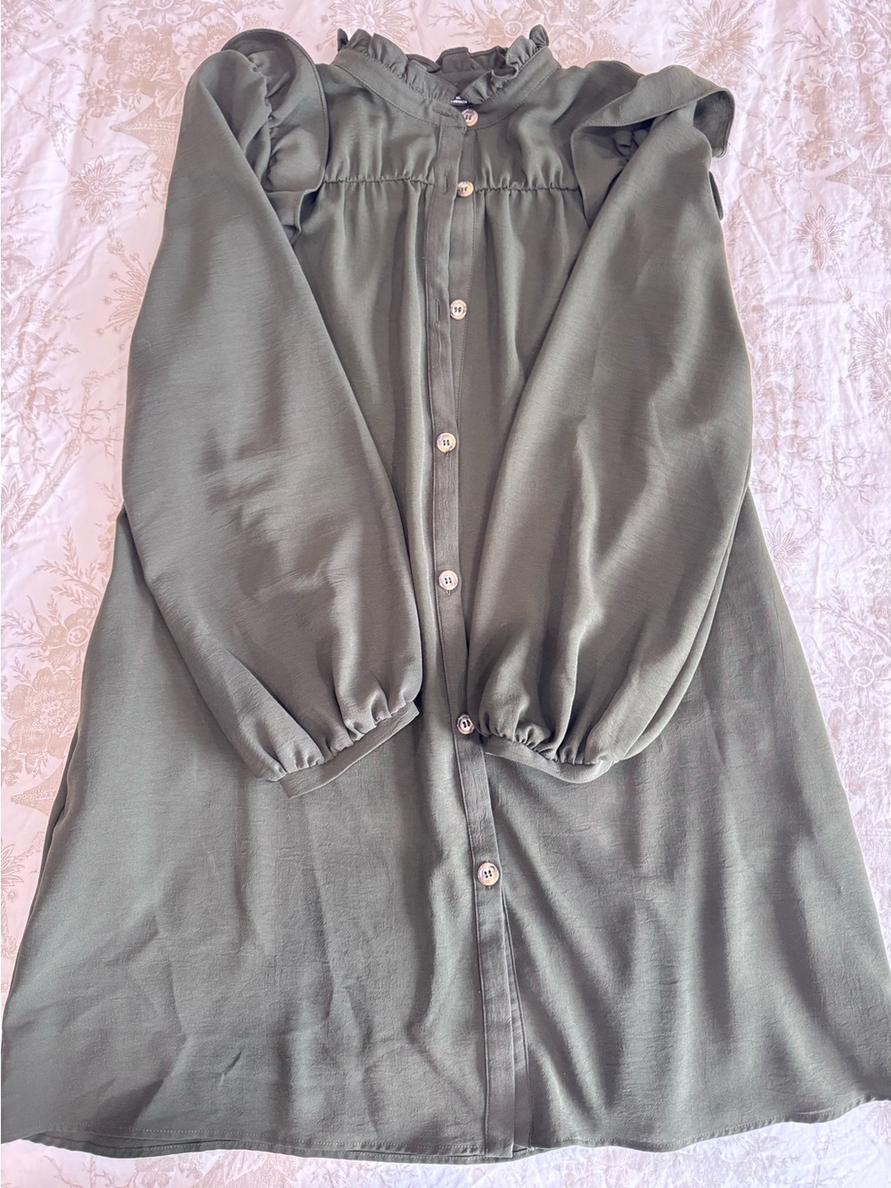 Zara Olive Green Button-Front Midi Skirt